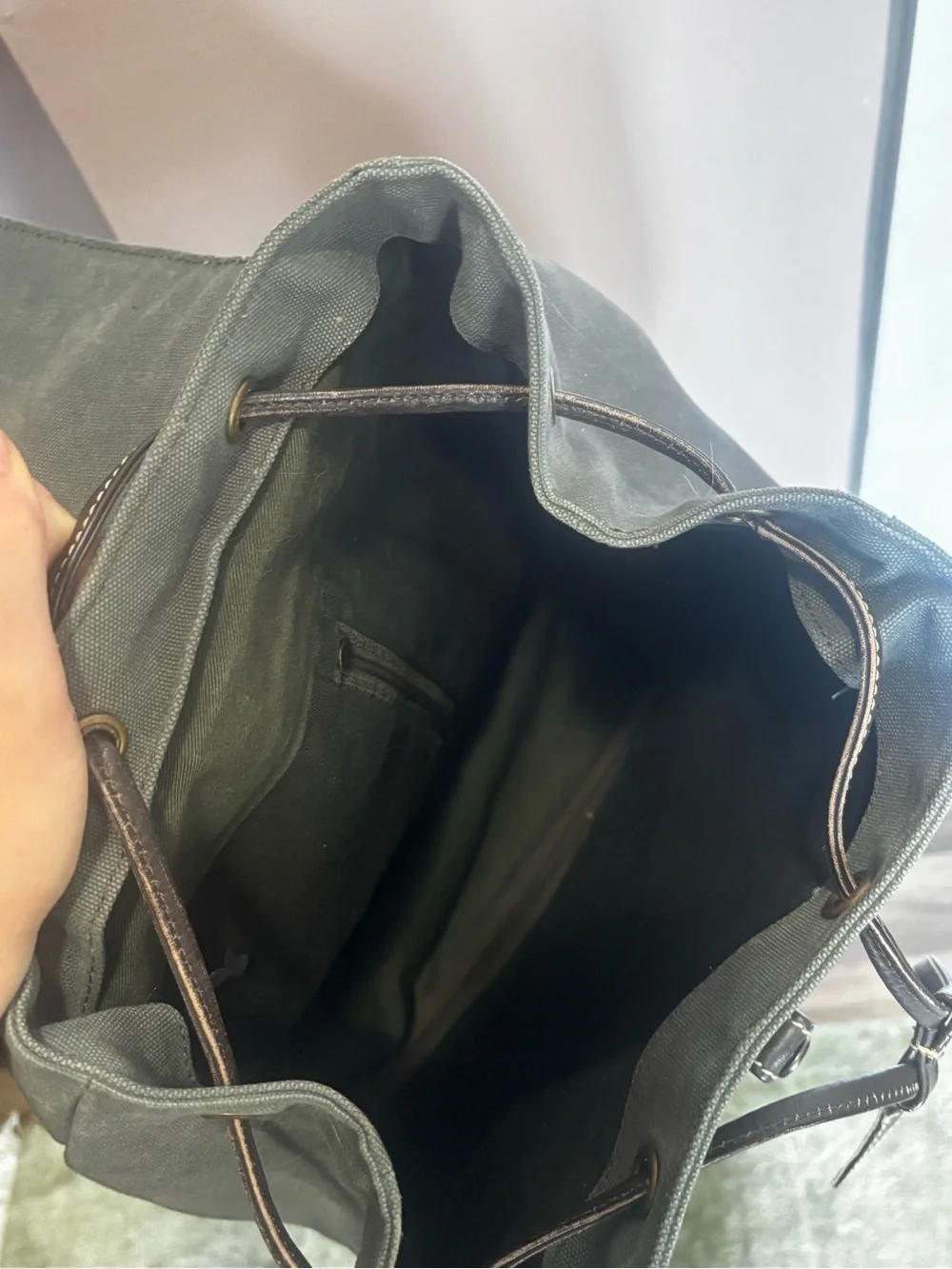 Men's Black Canvas & Leather Backpack - Stylish Everyday Bag